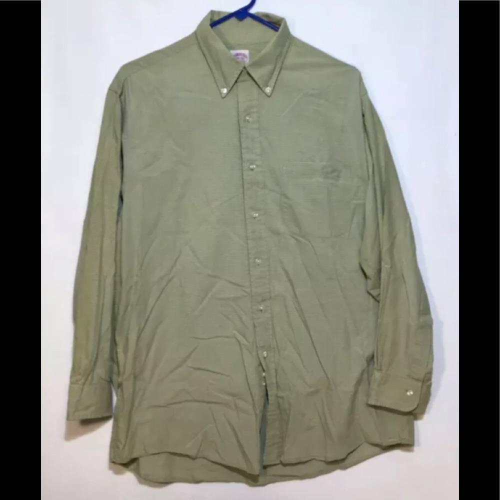 Brooks Brother Cotton 16.5 - 33 Green Check Dress Button Down Long Sleeve Shirt